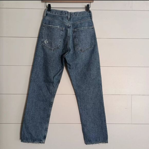 AGOLDE Riley Crop High Rise Straight Leg Jeans Button Fly Denim Size 25 - Picture 3 of 9